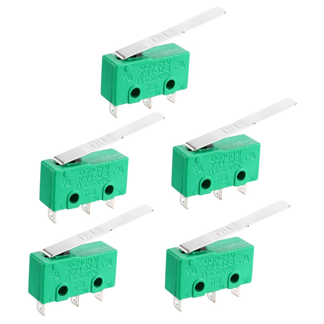 5PCS KW4-3Z-3 5A125/250VAC Limit Switch SPDT NO NC 3 Terminal Momentary Green