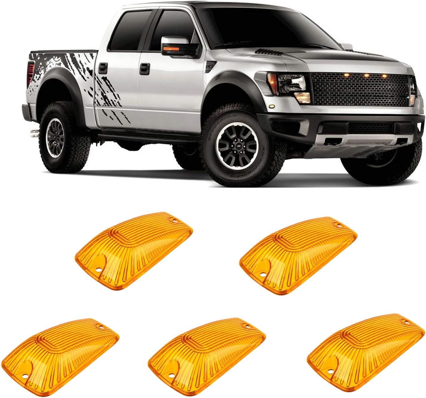 5 Pieces Top Roof Cab Marker Lights Lens Cover for 1988-2000 Chevy GMC C/K150...