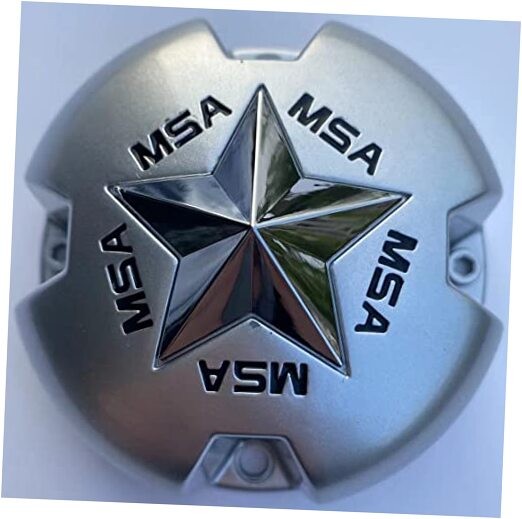 1pc MSA Cap Star Bolt-On Wheel Cap Metallic Silver Hub Cap