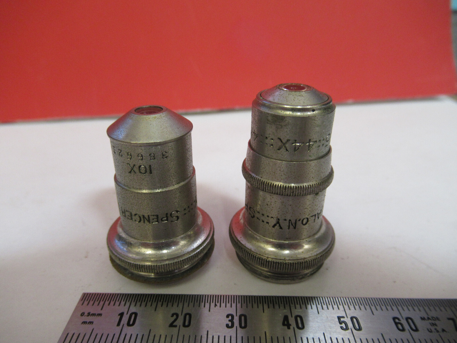 LOT ANTIQUE AO SPENCER OBJECTIVES OPTICS MICROSCOPE PART AS PICTURED S4-B-78