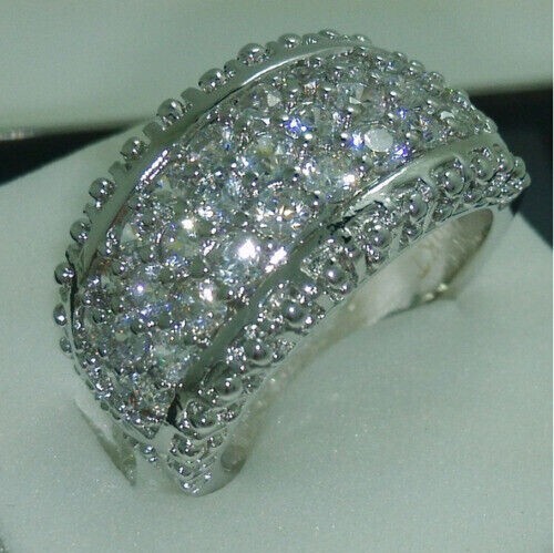 2.13ct Round White VVS Lab Created Diamond Wedding Women's Band Ring 925 Silver