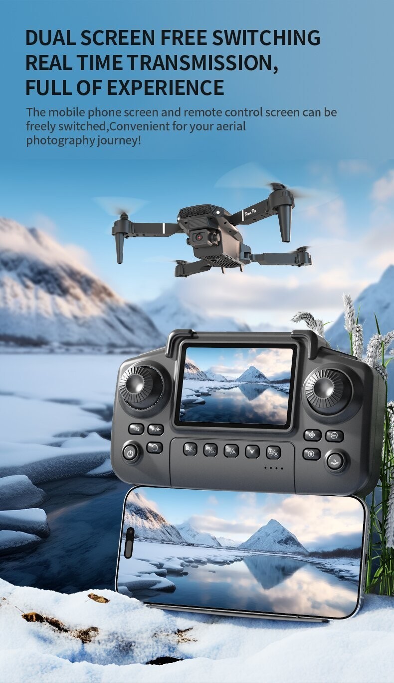 E88 Pro 4K HD Dual Camera WiFi FPV RC Foldable Quadcopter Remote With Screen NEW