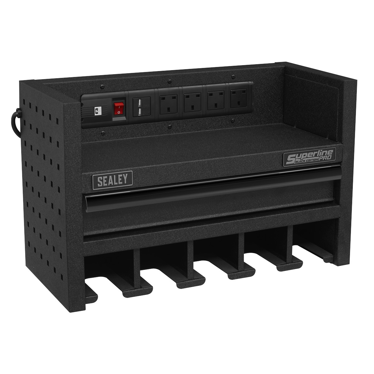 Sealey Superline PRO� Power Tool Storage Rack with Drawer & Power Strip AP22SRBE