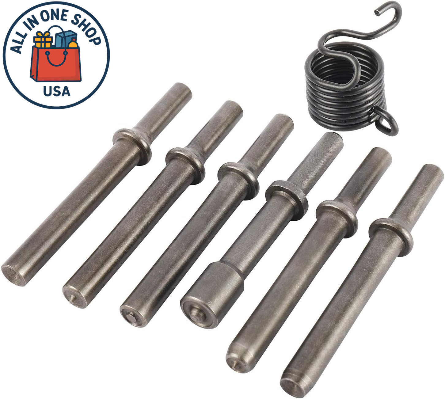 Pneumatic Air Rivet Hammer Tool Steel Chisel for Hollow Solid Rivets 7 Pcs