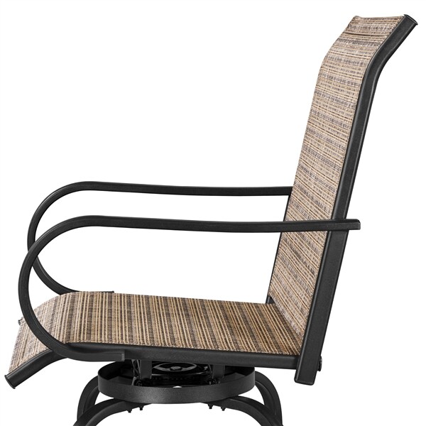2Pcs Outdoor Bar Stools Patio Swivel Texteline Bistro Chairs with High Back