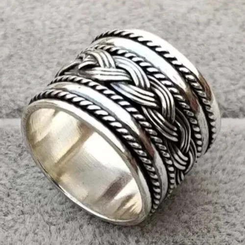 Solid 925 Sterling Silver Band Ring Spinner Handmade Christmas Ring All Size