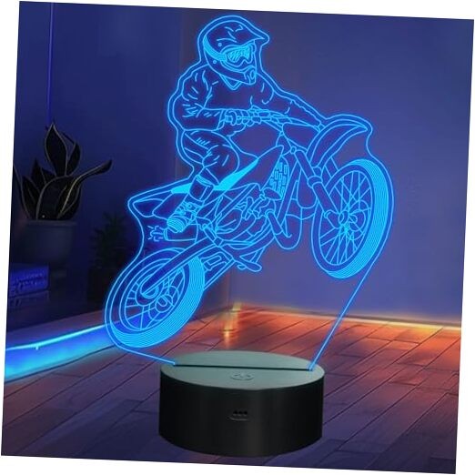 Dirt Bike Gifts for Boys, Motocross 3D Night Light Illusion Lamp for Teen