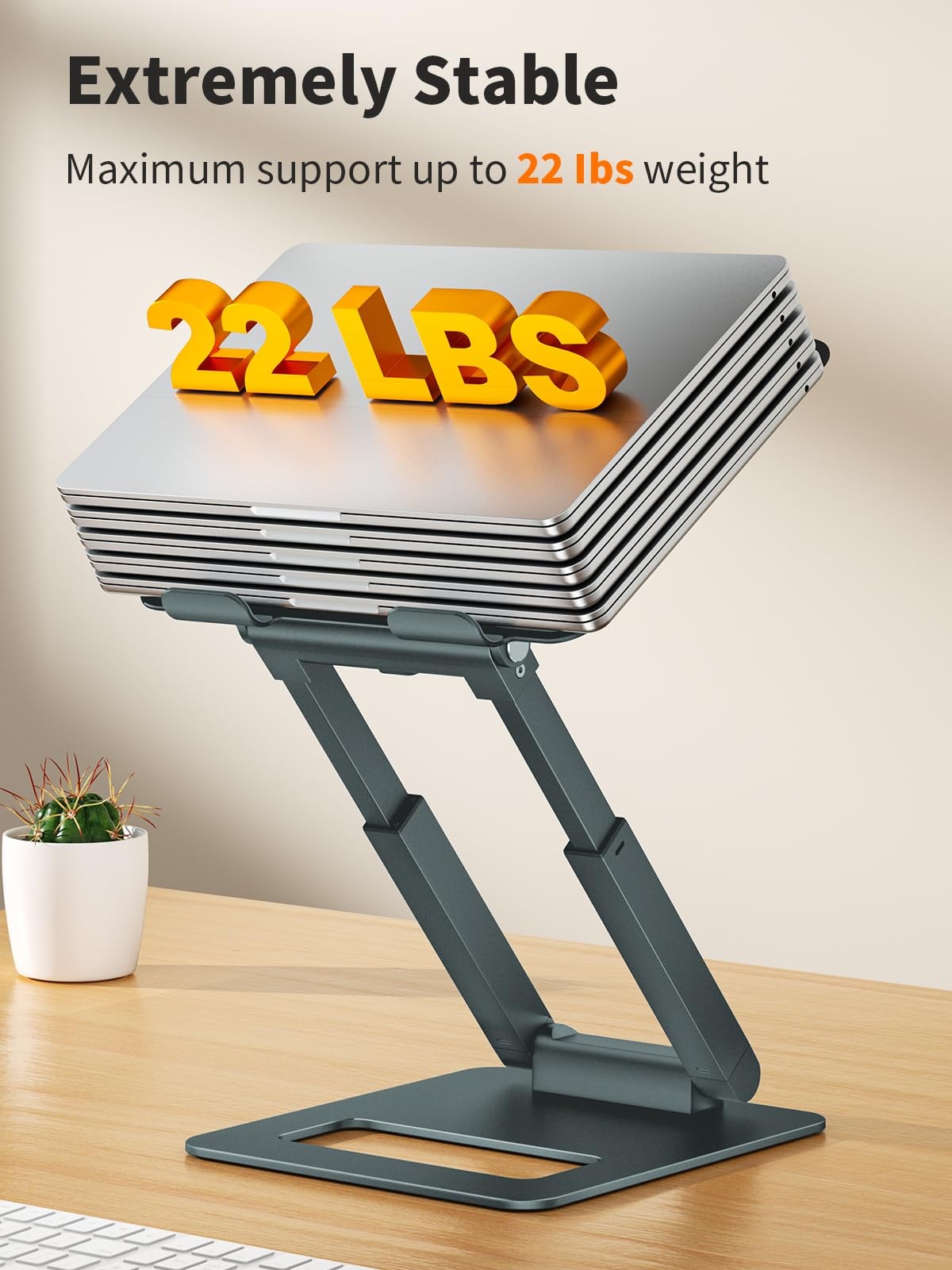Laptop Stand for Desk Adjustable Height, Telescopic Computer Stand with Pull ...