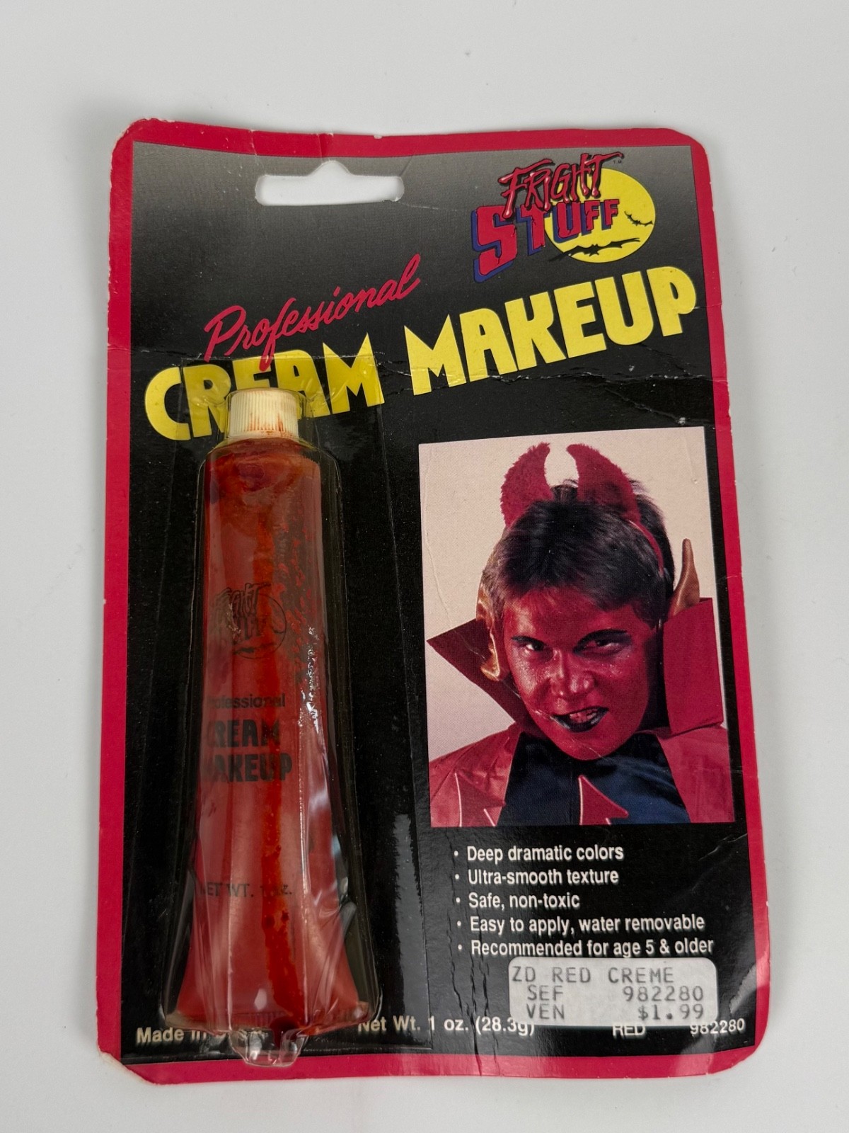 Vintage Fright Stuff Professional Cream Makeup Halloween Devil Red Creme Costume