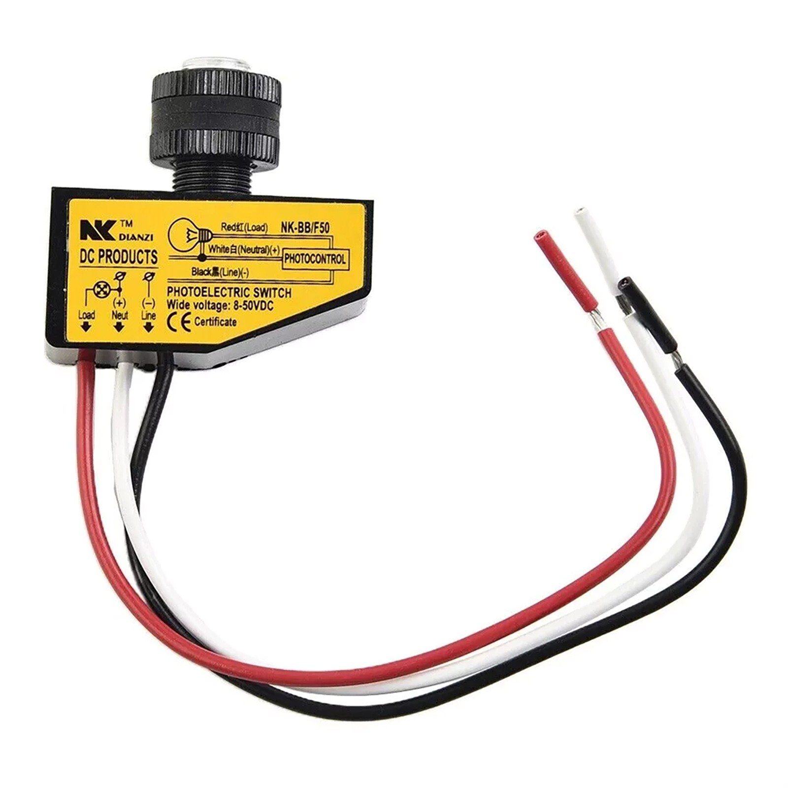 DC 12V-48V Dusk To Dawn Photocell Light Switch 8-50V Light Sensor Control Switch
