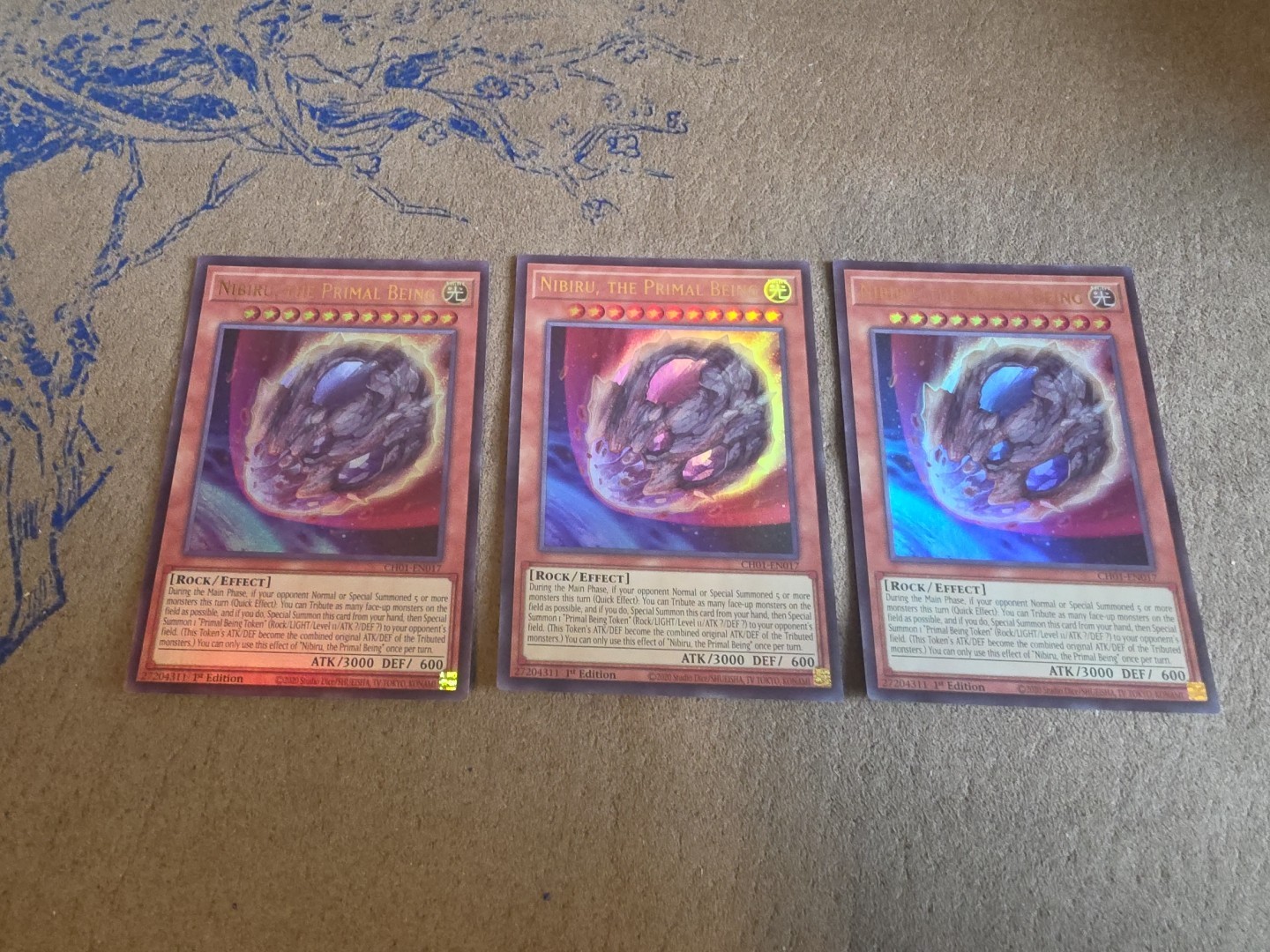 Yugioh! 3x Nibiru, the Primal Being CH01-EN017 Ultra Rare 1st Ed NM