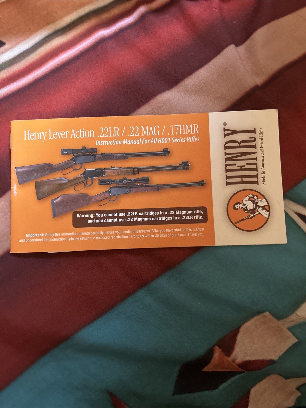 Henry Lever Action Instruction Manual .22LR .22MAG .17HMR ALL H001 Series Rifles