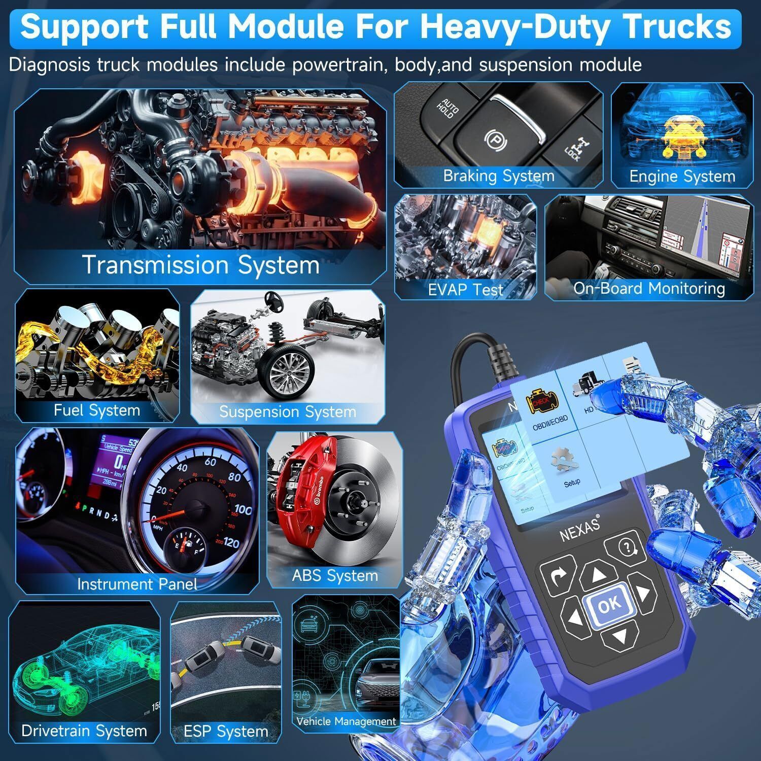 NEXAS NL102 HD HEAVY DUTY DIESEL TRUCK DIAGNOSTIC SCANNER TOOL CODE READER