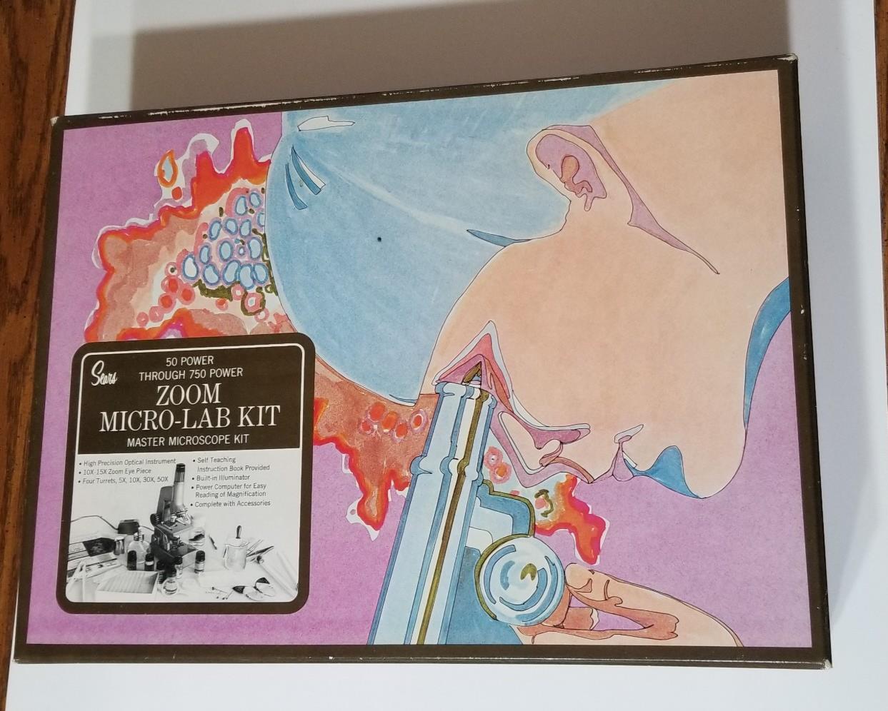 Vintage 1960s Sears Zoom Micro Lab Kit Master Microscope Set Boxed Very Nice X