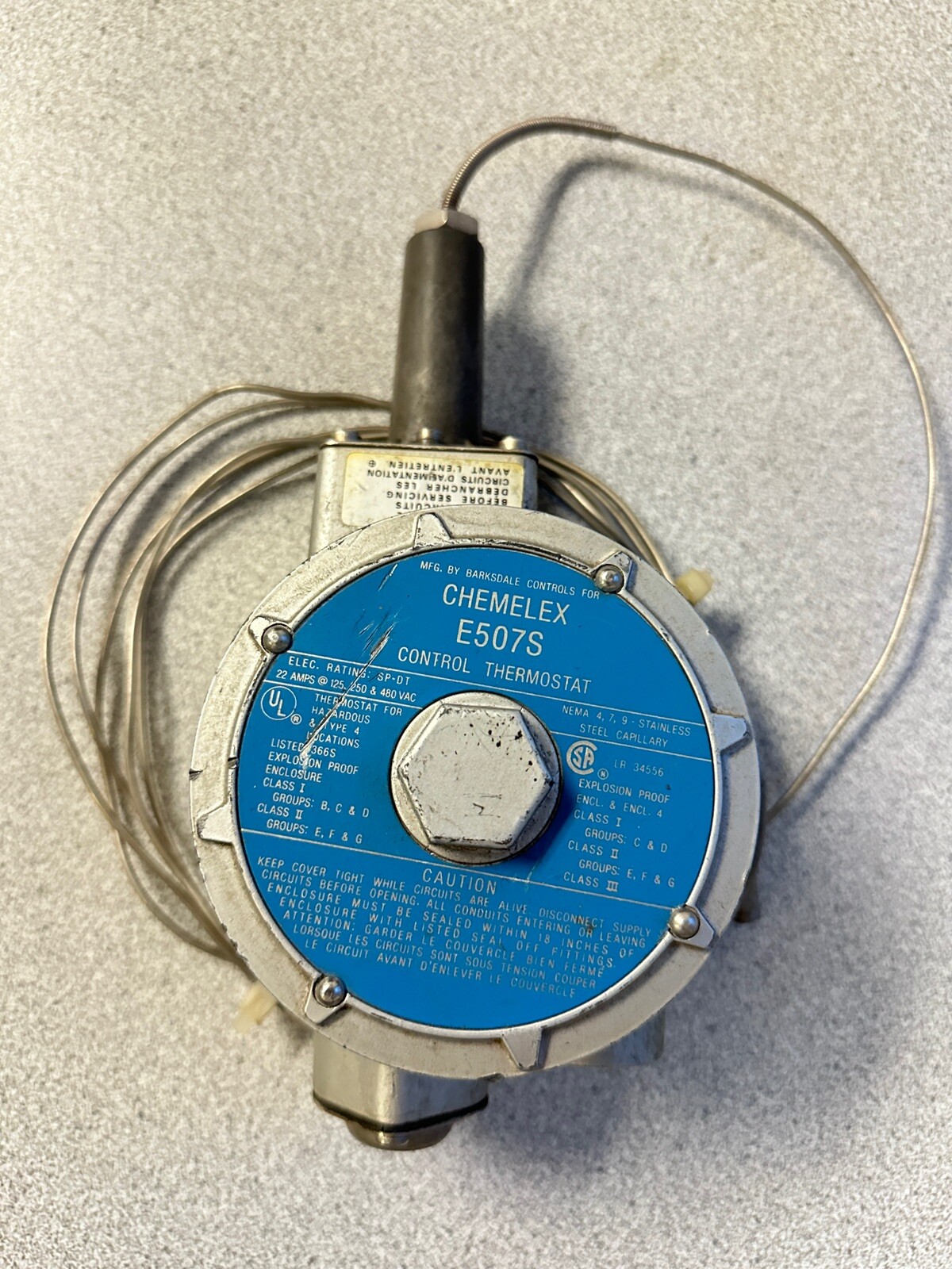 Barksdale E507S Chemelex Control Thermostat Explosion Proof Hazardous Location