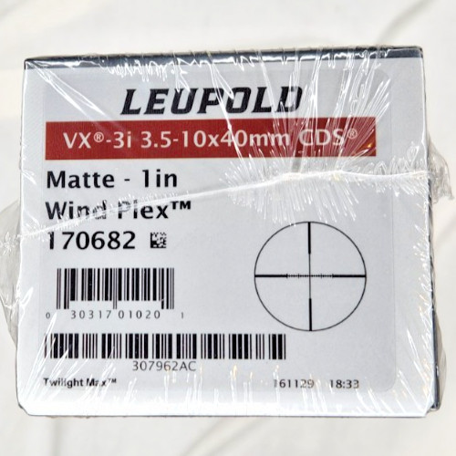 NEW   Leupold VX-3i 3.5-10x40mm CDS Rifle Scope 170682 Wind Plex 1" Tube Matte