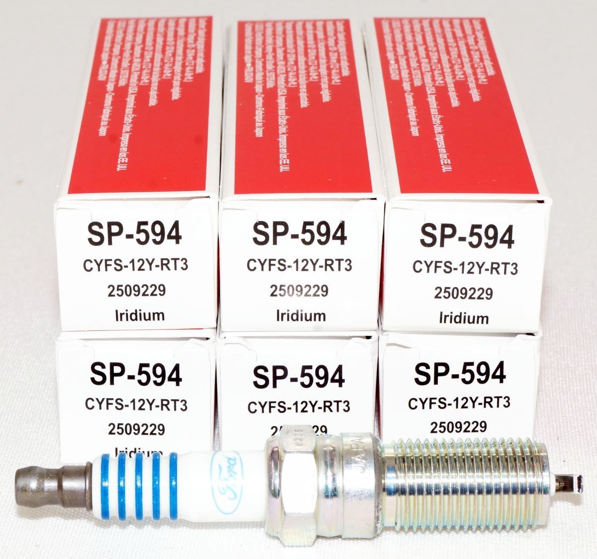 Set of 6 OEM Motorcraft SP594 Ford CYFS12YRT3 Spark Plugs Replaces SP542 SP578