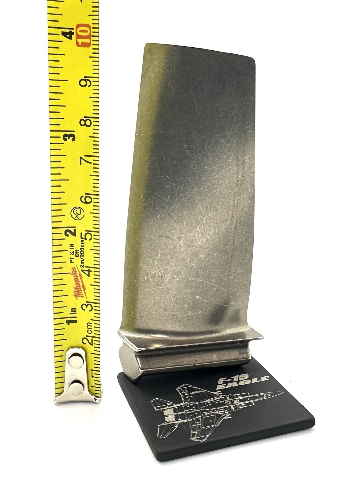 F-15 Eagle Titanium Jet Engine Blade.  USAF Pilot Gift Turbine Boeing Model
