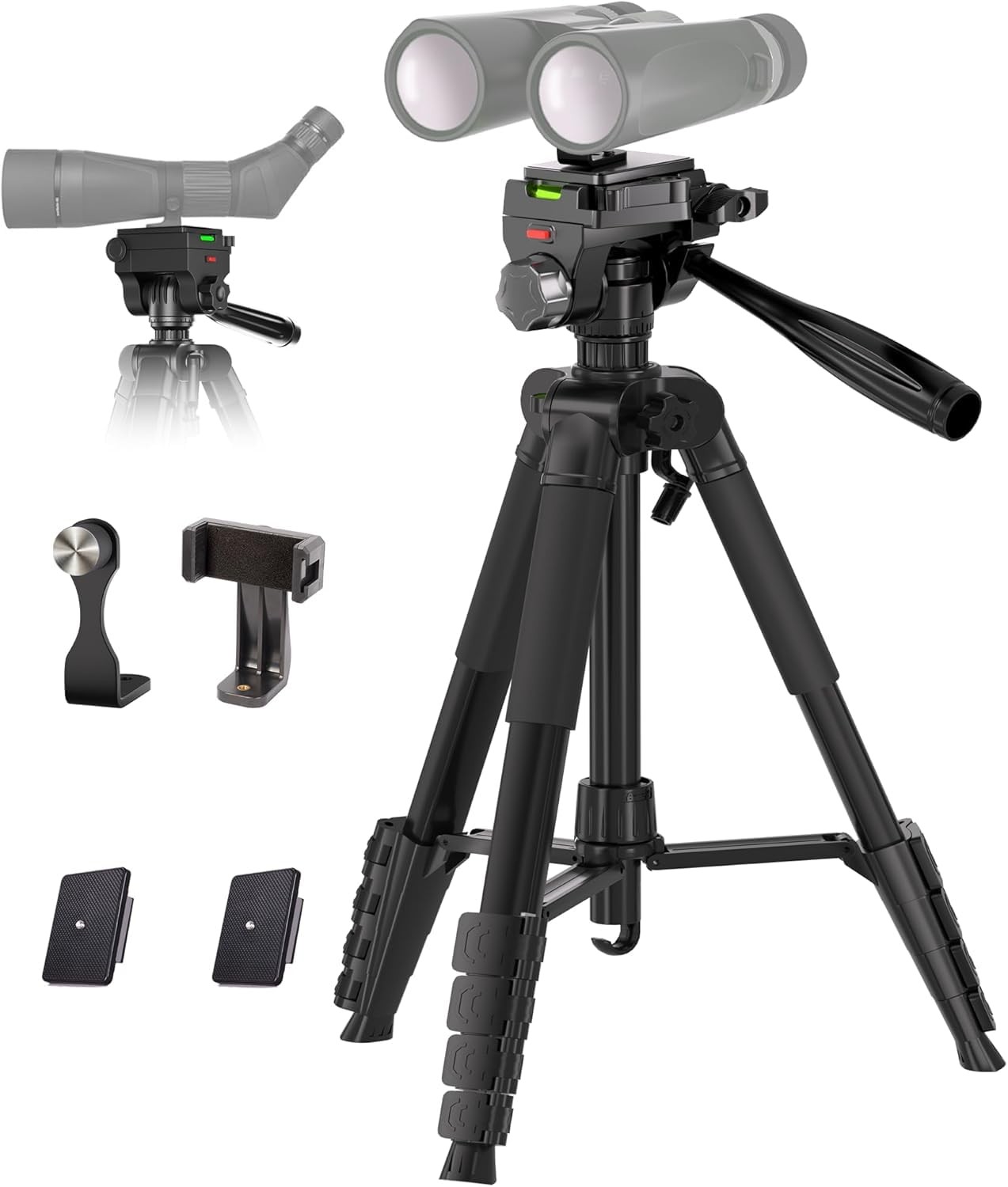 Binocular Tripod, 72” Spotting Scope Tripod Stand with 72-inches, Black
