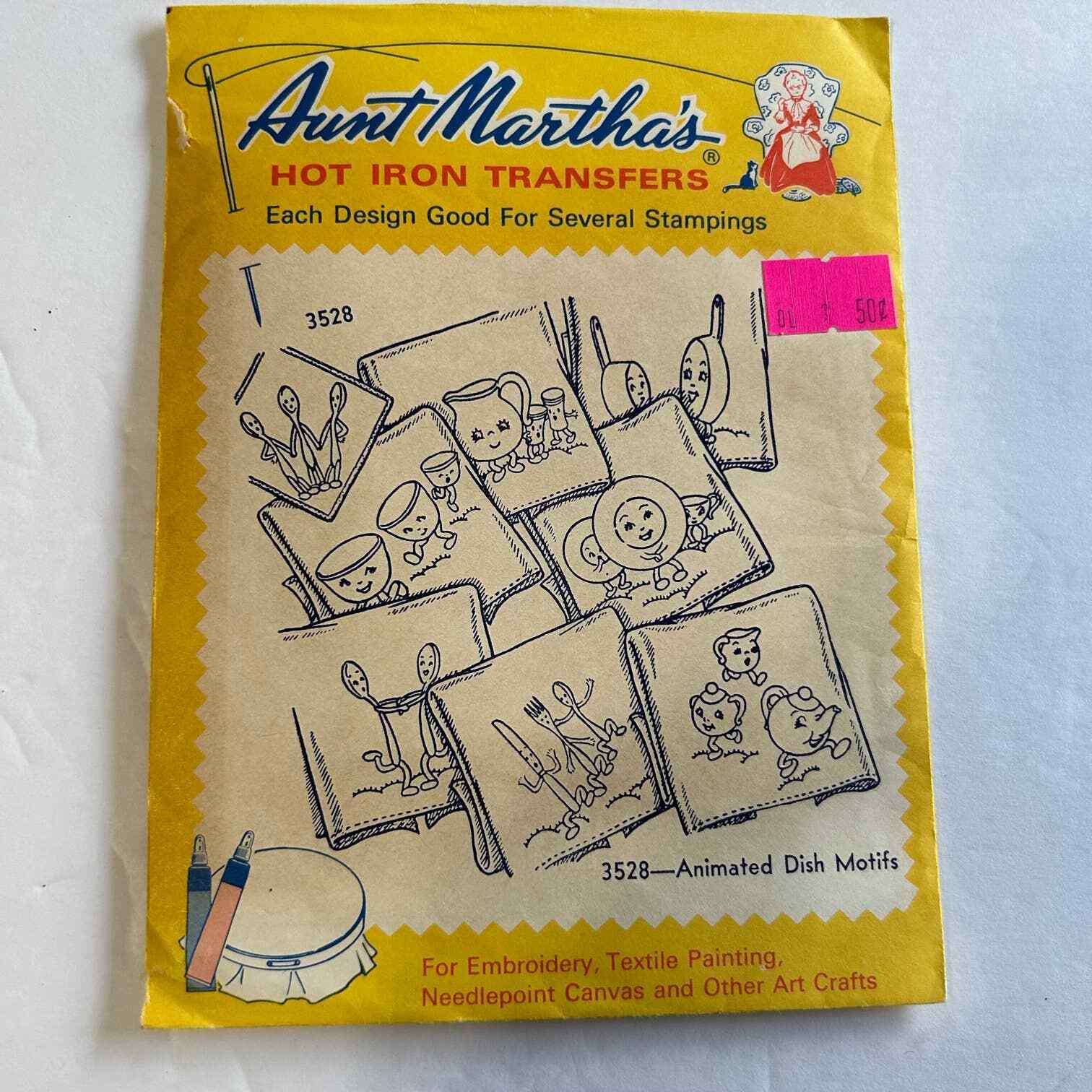 Vintage Aunt Martha's Dish Motifs Hot Iron Transfers