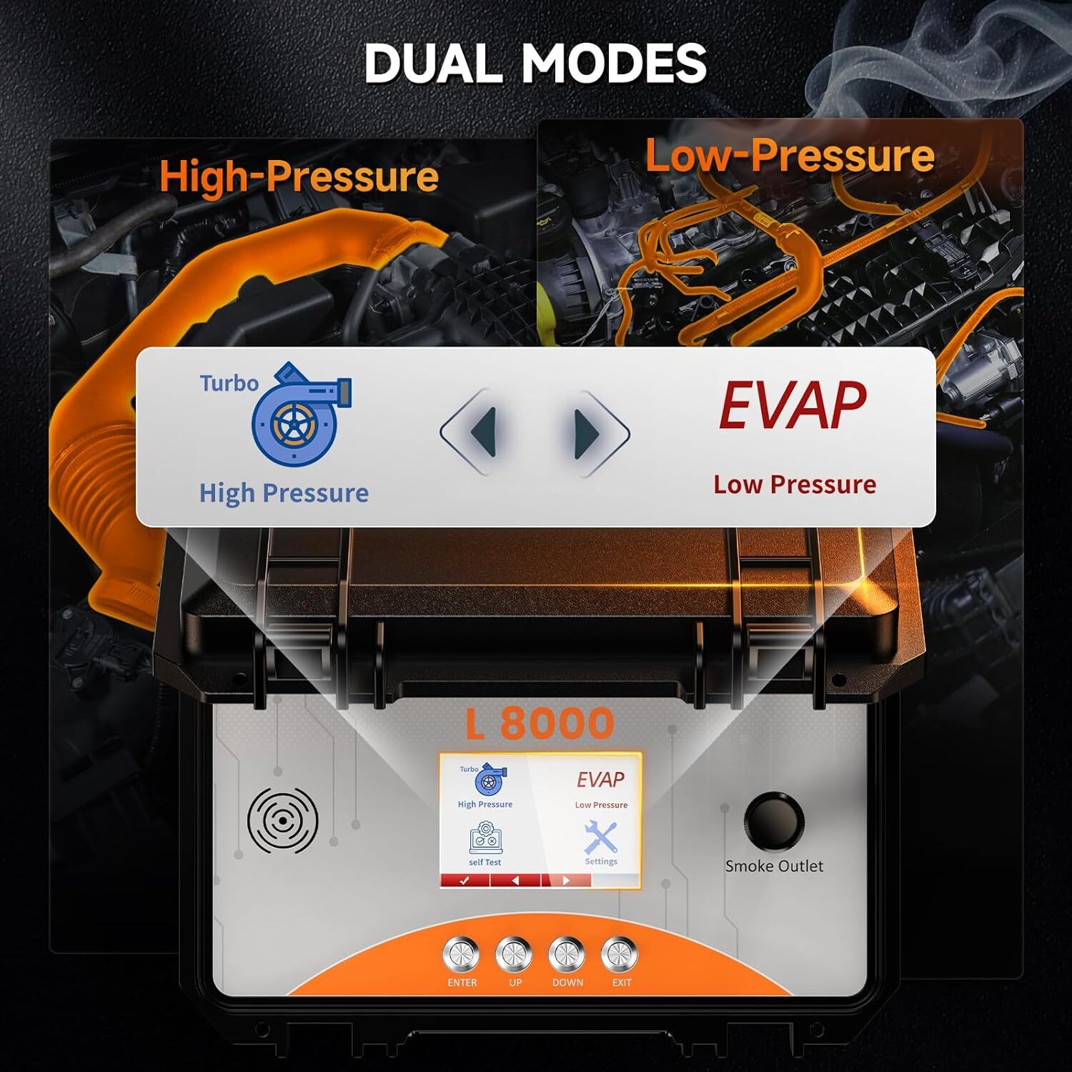 Digital LCD Screen Dual Mode EVAP Smoke Machine Tester Turbo System Detector Kit
