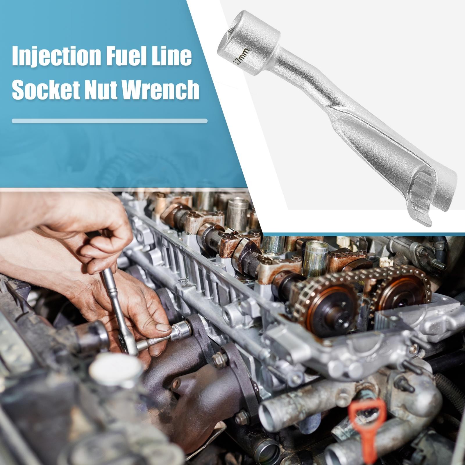 17mm 12 Pt Common Rail Injection Fuel Line Socket Nut Wrench 1/2" Diesel