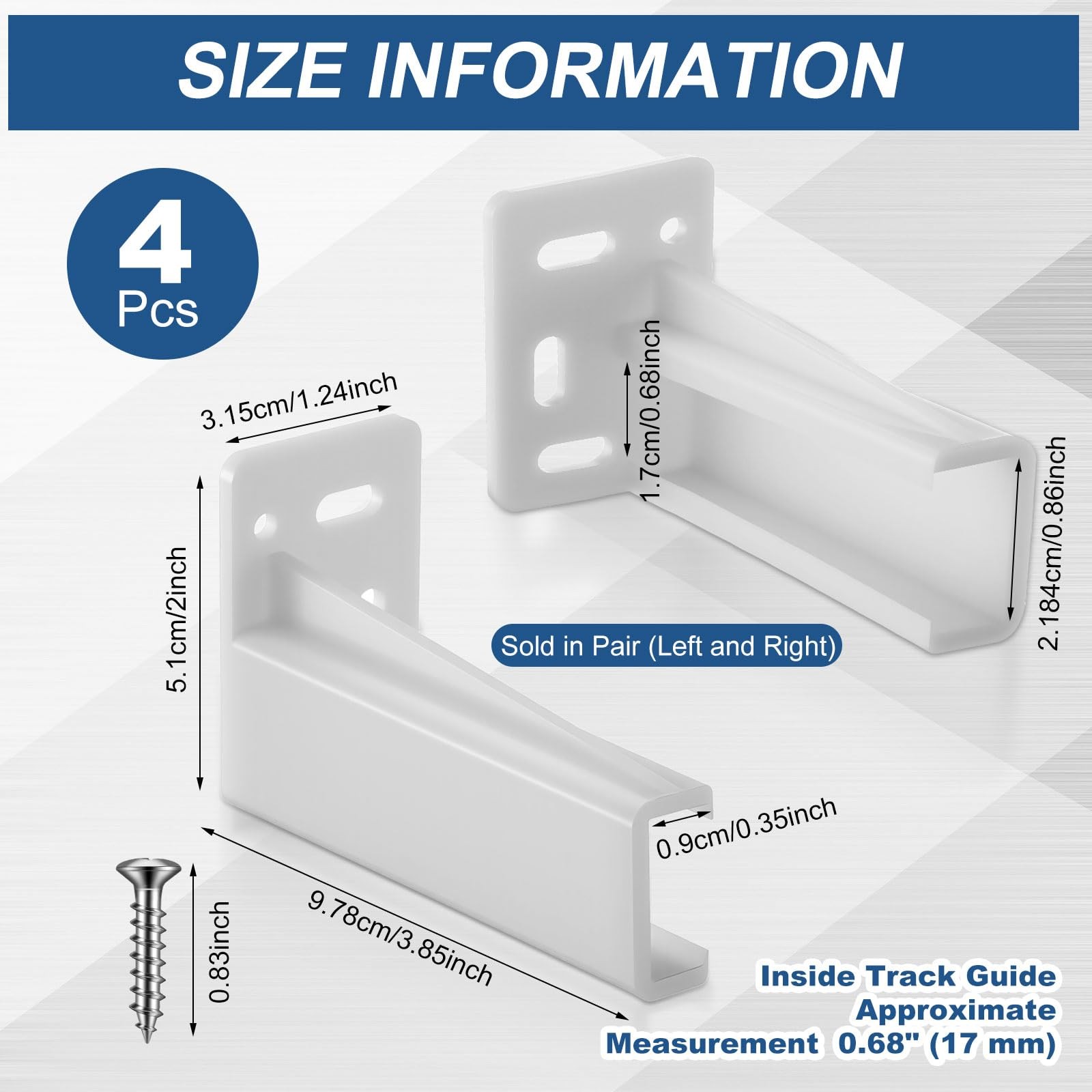 2 Pair Rear Drawer Track Socket Back Plates Mounting Brackets Durable Plastic...