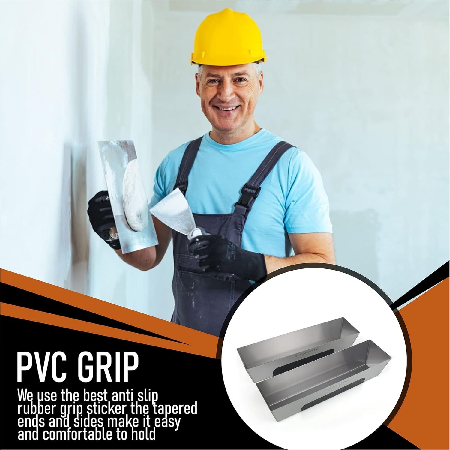 Clear Style Stainless Steel Mud Pans 2 Pack 14-Inch â€“ Drywall Taping Tools ...