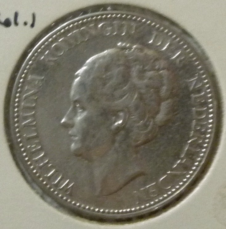 1922 NETHERLANDS - 1 GULDEN - WILHELMINA I - .945 SILVER - HIGH GRADE - KM# 161