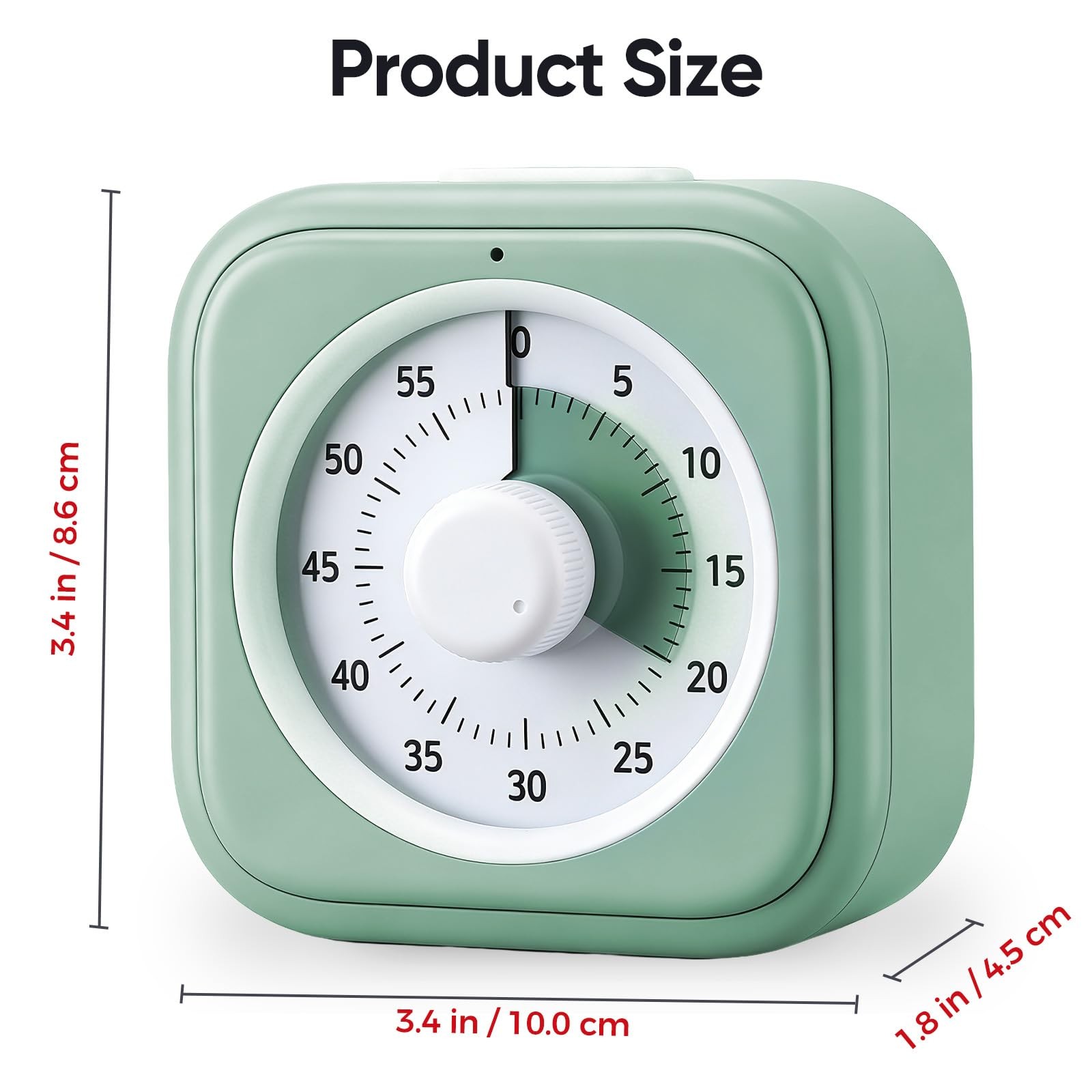60 Minute Visual Timer for Kids, Silent Countdown Clock, Time Regular, Green