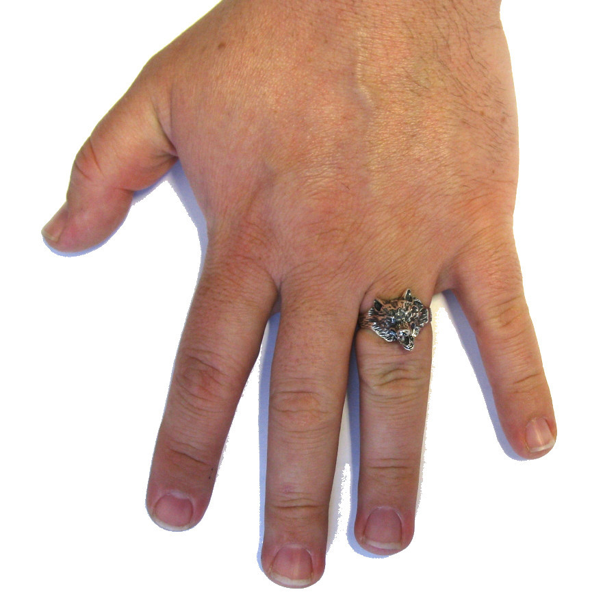 Stylish Sterling Silver Ring Hallmarked Solid 925 Wolf Handcrafted