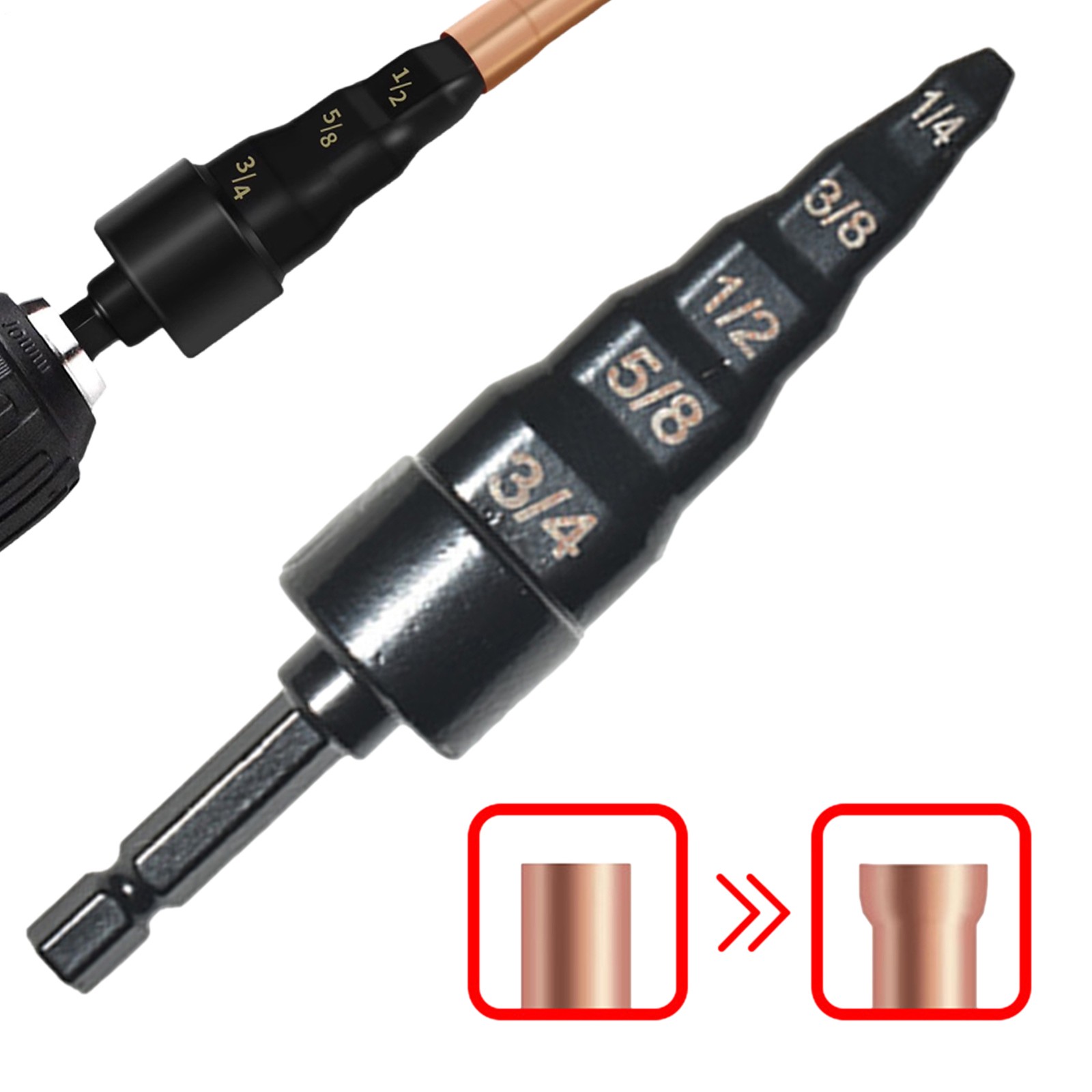 Air Conditioner Copper Pipe Tube Expander Swaging Tool Kit Drill Bit Flaring