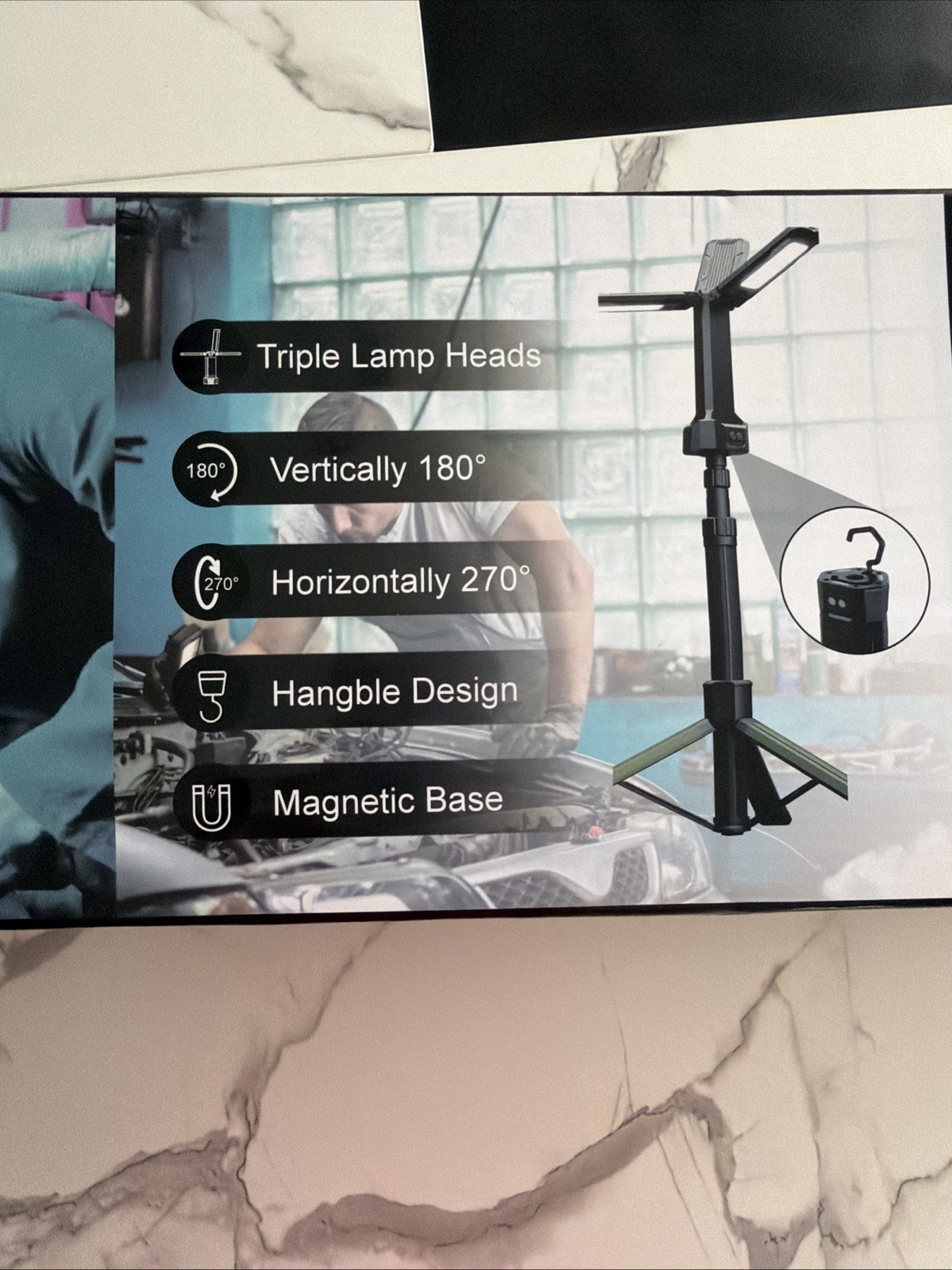 Cordless Work Light Rechargeable Light Tripod Triple LED - OPEN BOX
