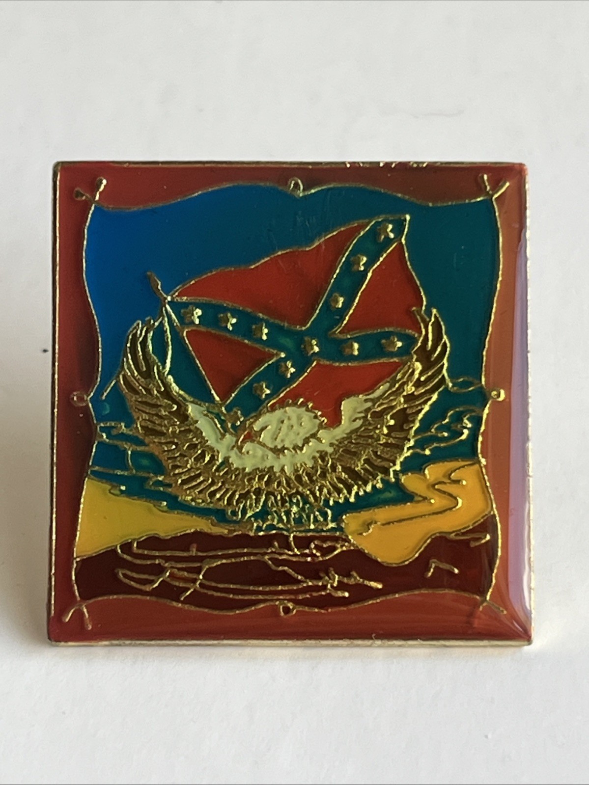 Country Side Eagle under the Flag Pin Lapel Jacket Hat Pin