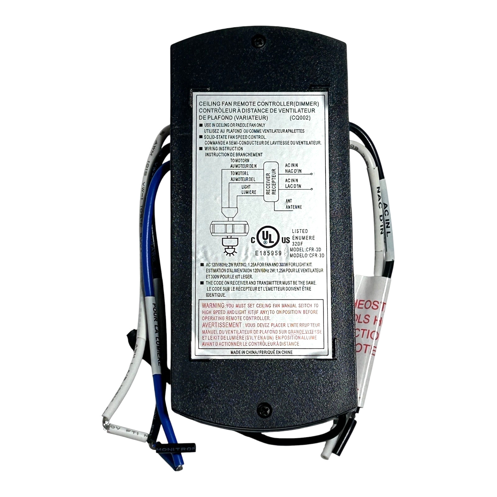 EIGMA Universal 3 Speed Ceiling Fan and Light Remote & Module BCF-00I9X2 White
