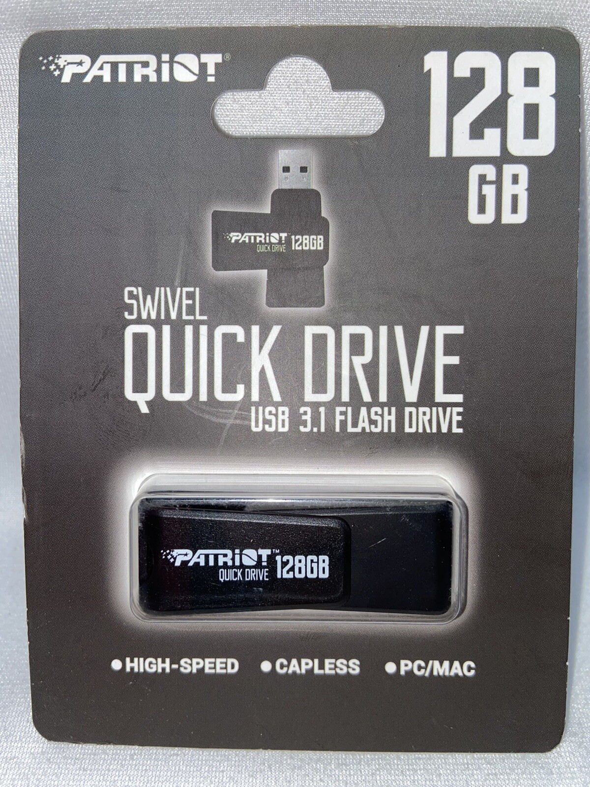 NEW, FREE SHIPPING, Patriot 128GB Swivel Quick Drive PSF128GQDBK3USB