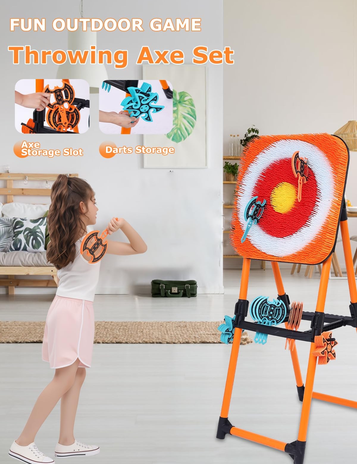 Axe Throwing Game for Backyard - 8 & 8 24 Inches Target, Orange