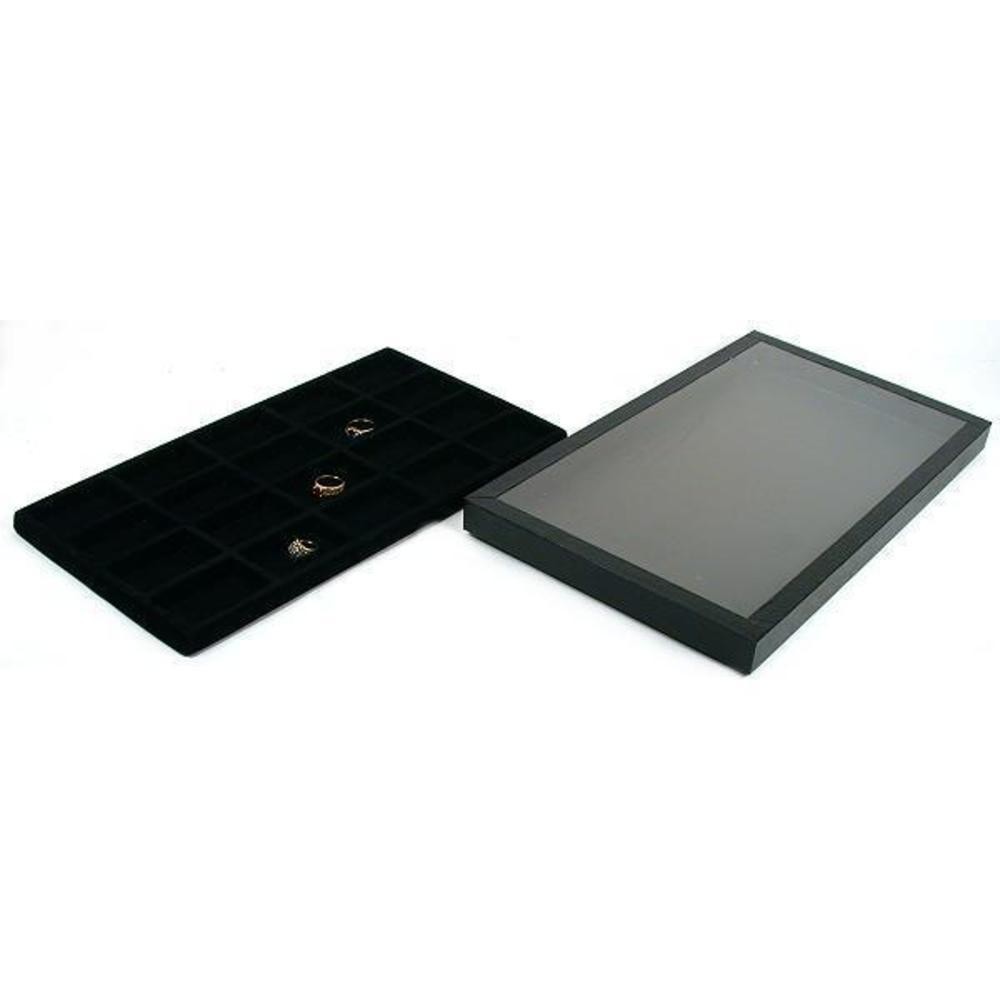 20 Slot Jewelry Display Tray Acrylic Lid Travel Case