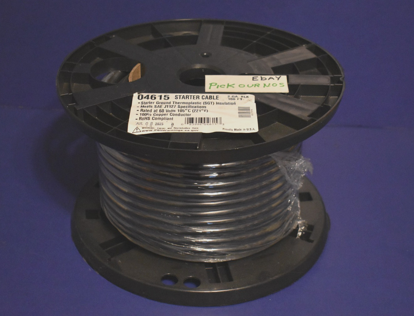 Deka Black  2 AWG Gauge Starter Battery Cable Copper 100 FT  Roll  MADE IN USA