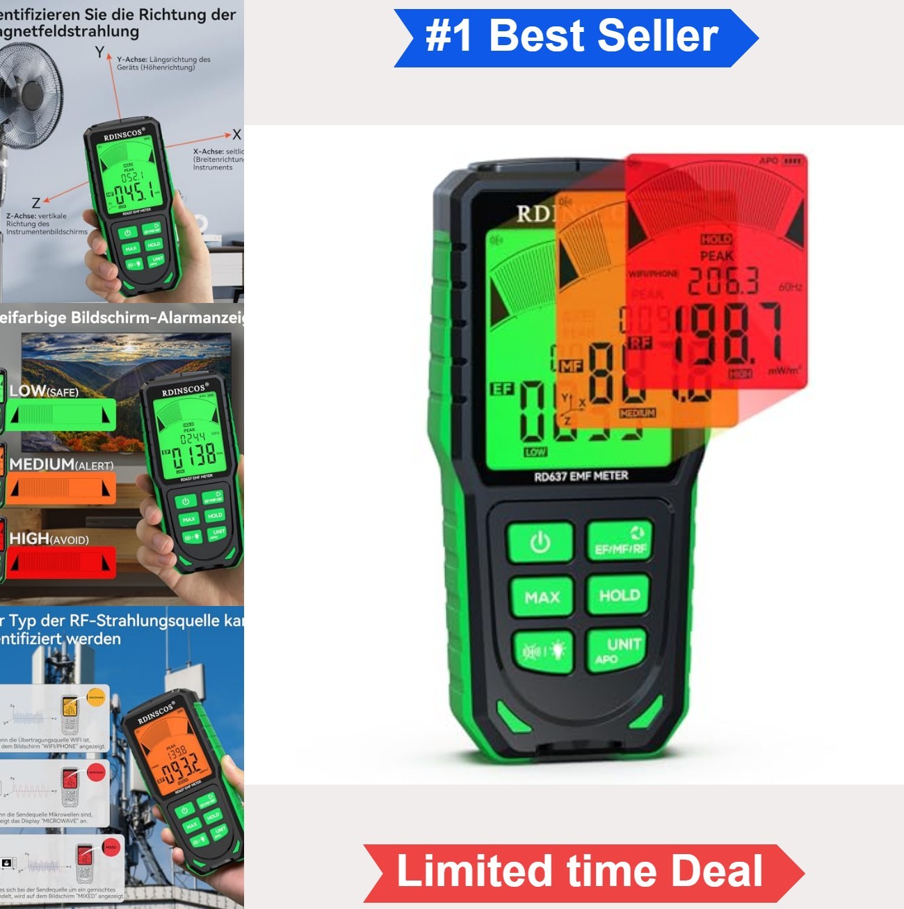 EMF Detector 3 in 1 Electric Magnetic RF Radiation Meter WiFi Ghost Hunting