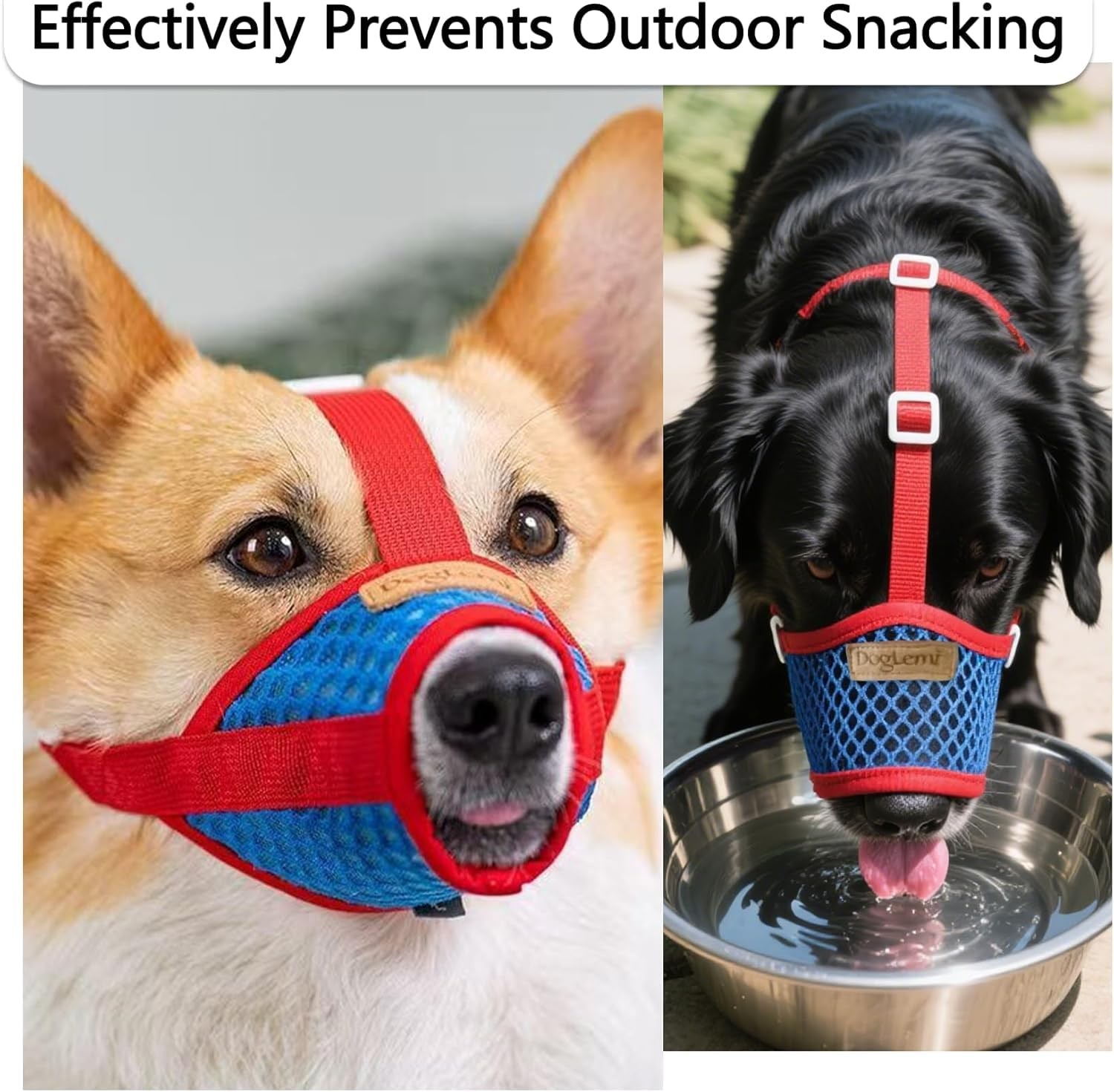 Basket Muzzle for Dogs, Prevents Biting Chewing Barking, Soft Small, Red-Blue