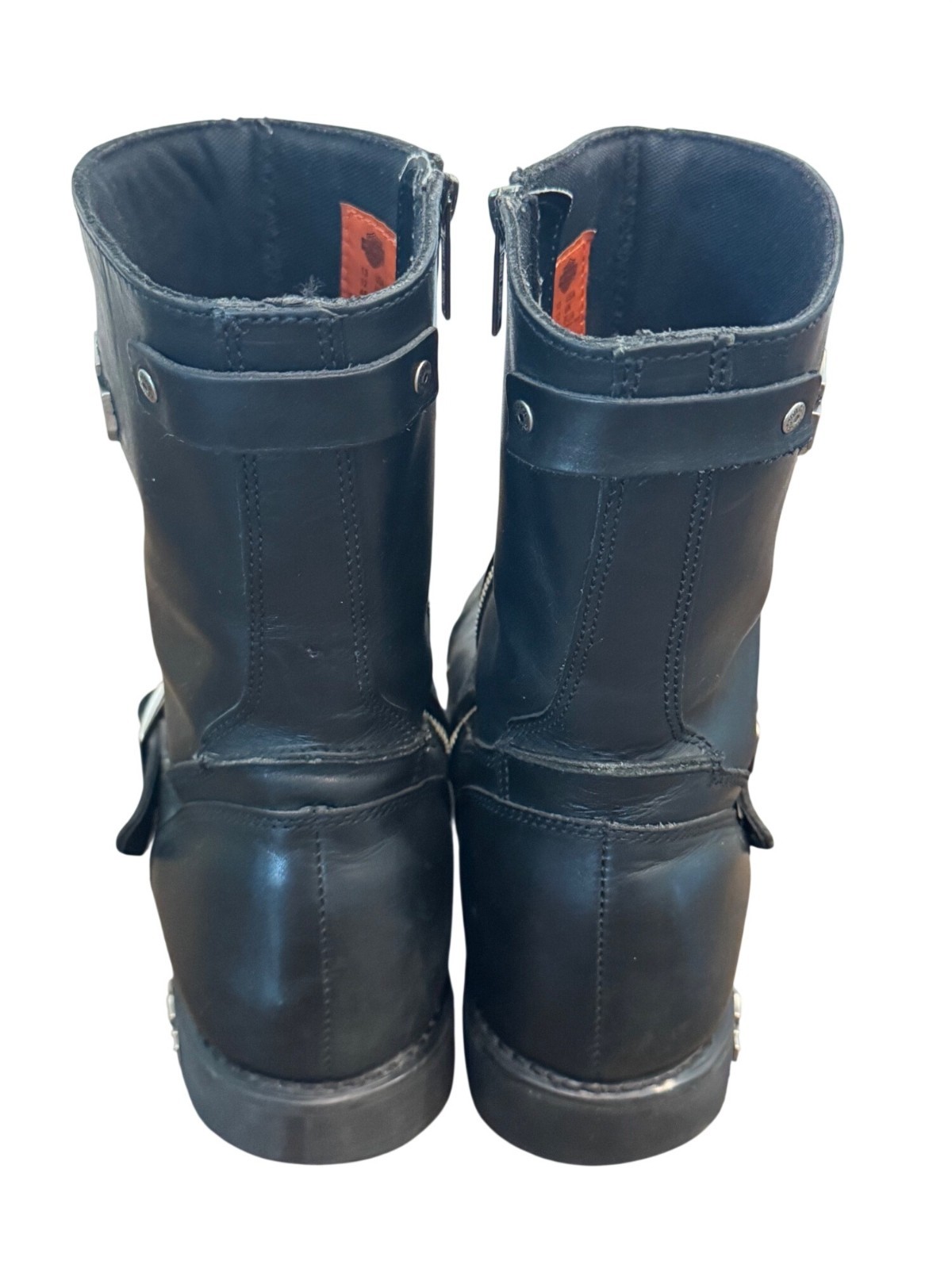 Harley-Davidson Mens Black Leather Moto Boots Size 13 Durable Buckle Accent