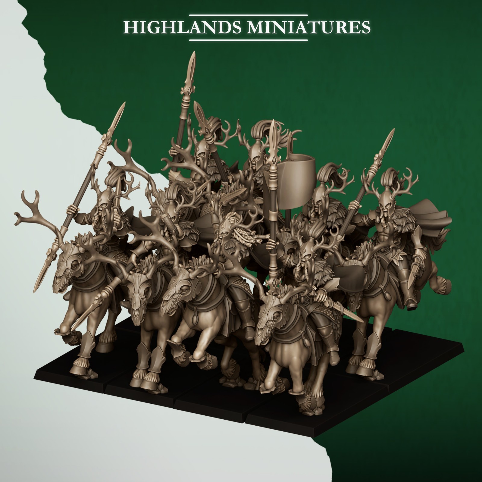 Feral Riders - Highlands Miniatures - Wood Elf Elves Fantasy Cavalry - 28mm 32mm