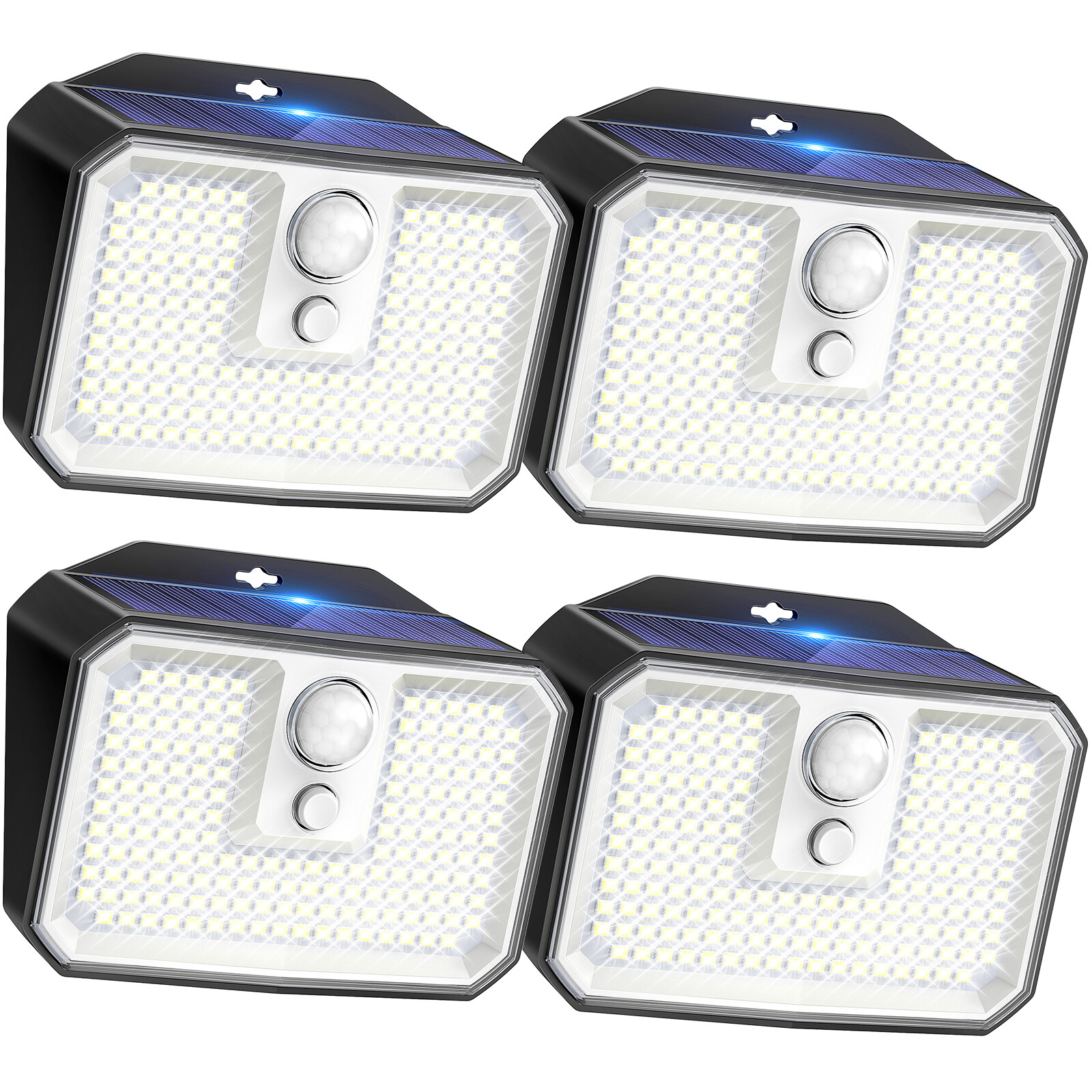 4Pack 168 LED Solar Wall Lights Outdoor PIR Motion Sensor Garden Security Lamp