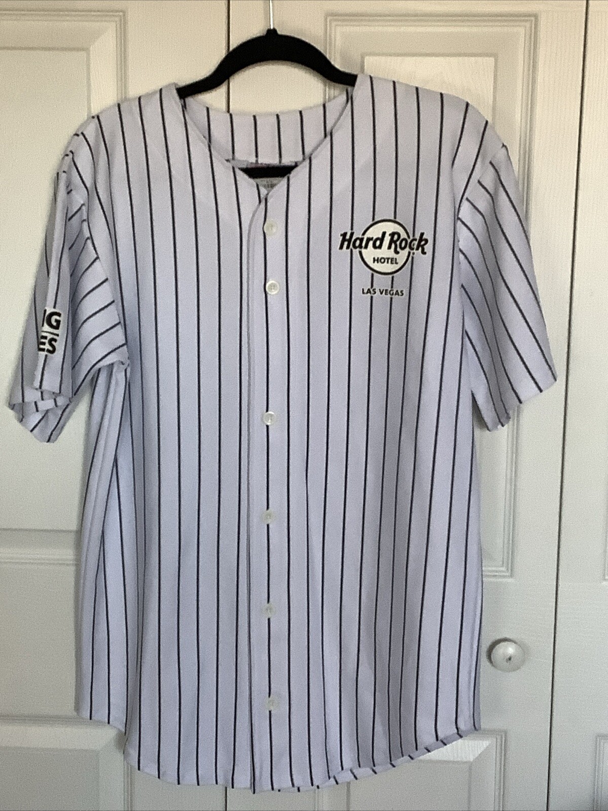 Vintage Hard Rock Hotel Las Vegas Baseball Jersey Yankee Pinstripes Size 38-40