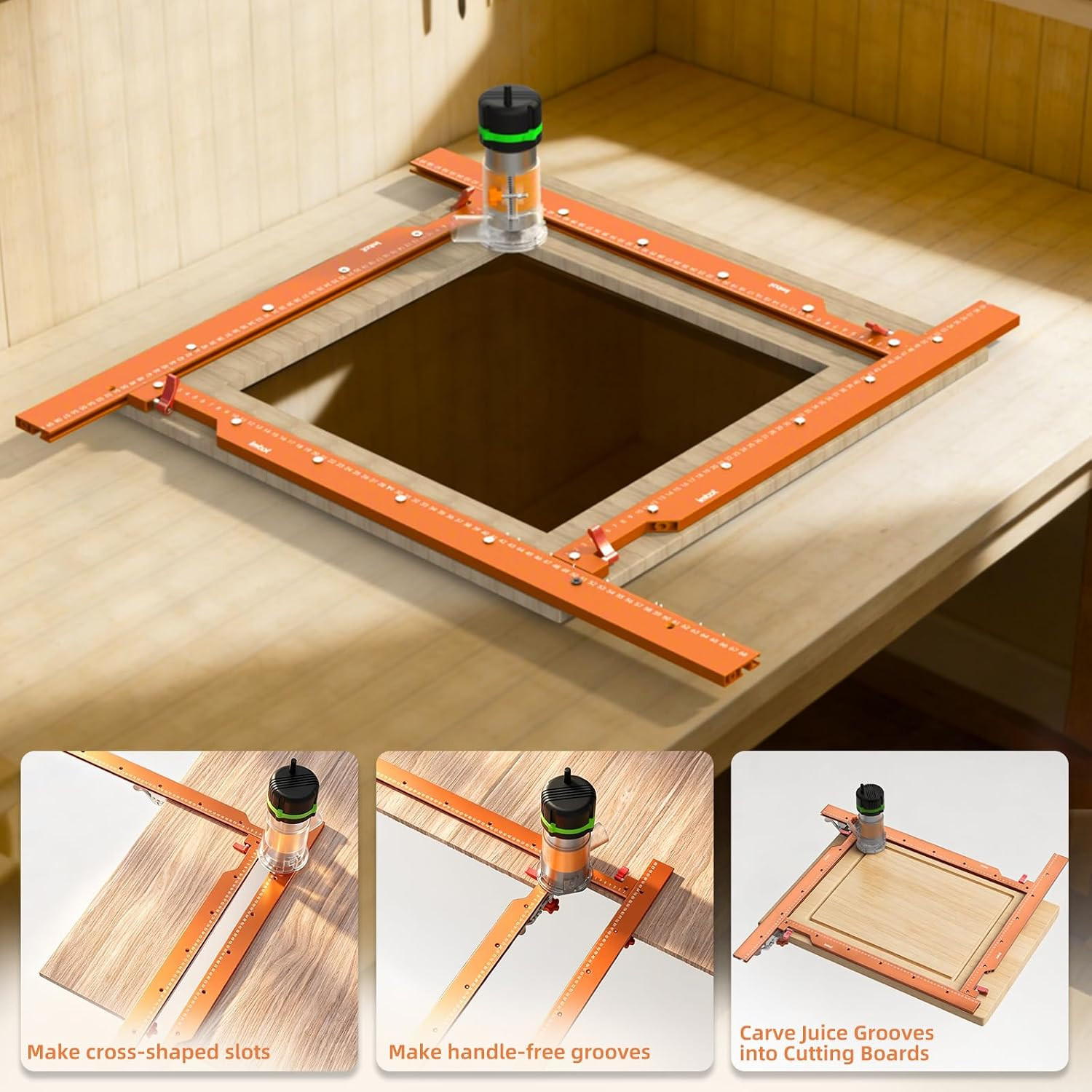 Adjustable Rectangle Router Jig – Professional Groove Router Jig for Precise Gro