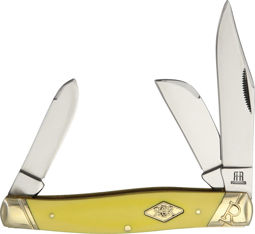 Rough Rider Stockman Carbon Yellow RR1740 Steel Synthetic Folding Knife