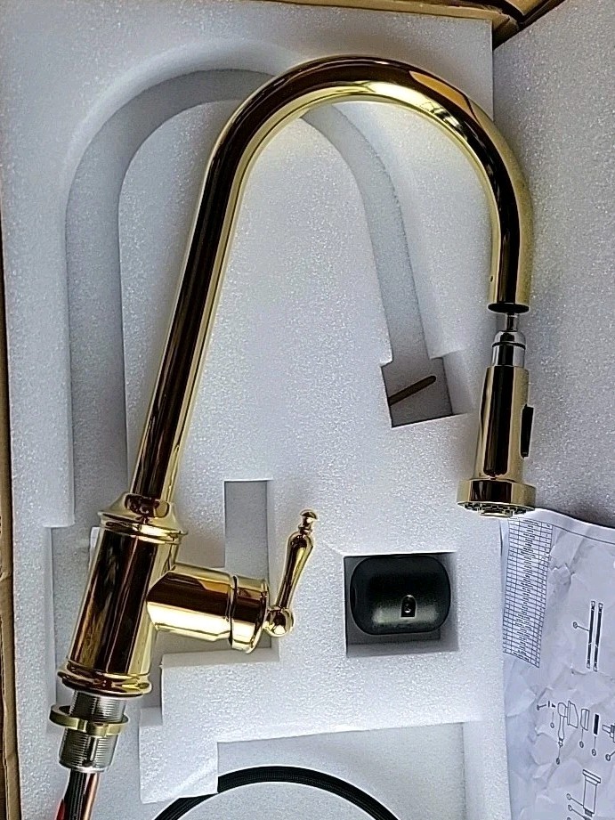 Signature Hardware 434084 Southgate Pull-Down Kitchen Faucet - Polished Brass