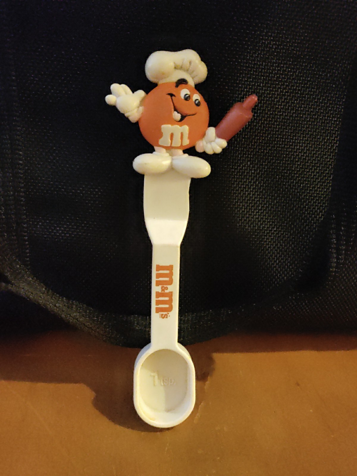 Vintage 1 Teaspoon Tsp. Orange White M&M's Measurements Spoon Rolling Pin