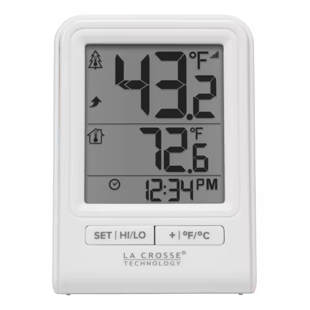 Battery Operated White Wireless Digital Thermometer